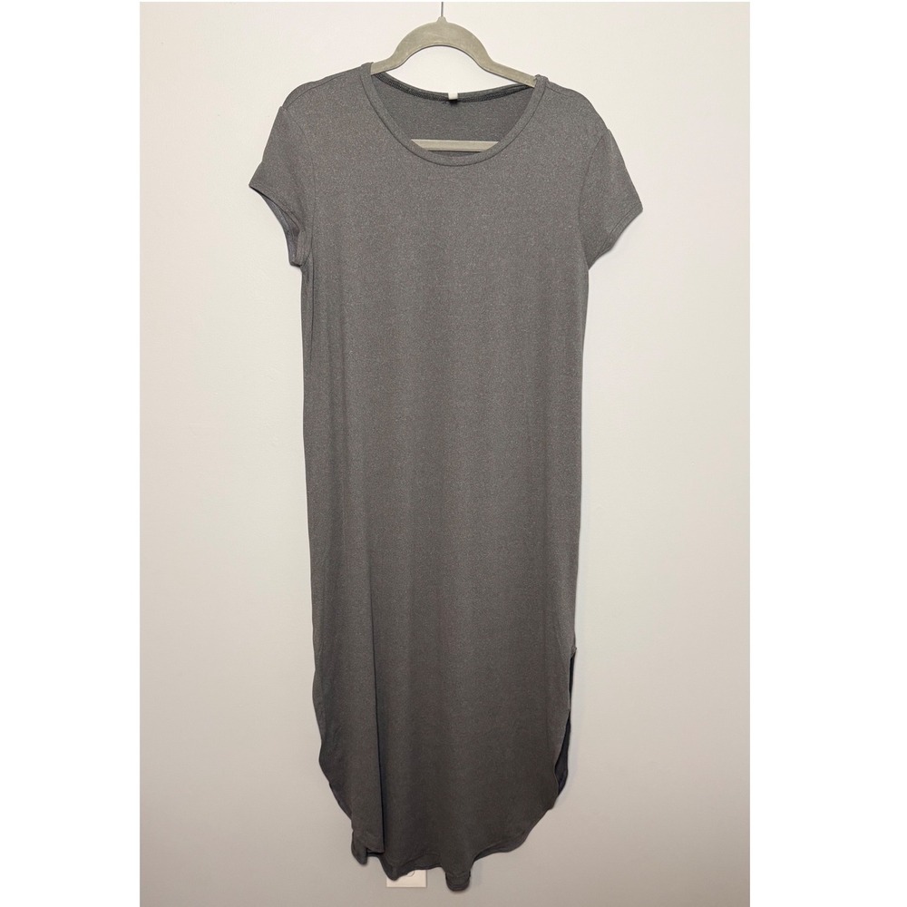 Acting Pro Gray Scoop Neck Stretch Maxi Dress Women's XL Side Slit